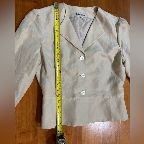 J. Peterman Silk Linen Taupe Cropped Blazer Jacket Women’s Size 4 - Picture 6 of 7